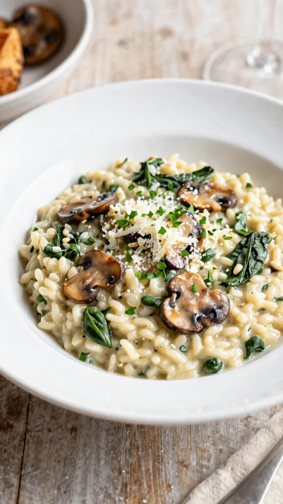 18 Quick and Easy Healthy Dinner Recipes for Busy Days - 17. Mushroom and Spinach Risotto 1