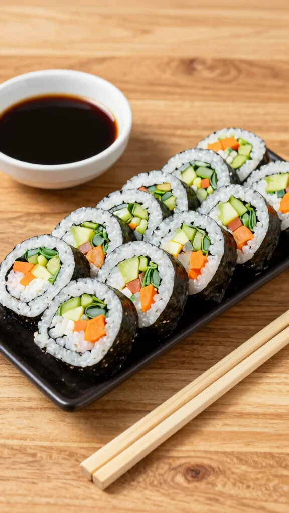 20 Easy Healthy Lunch Ideas Ready in Minutes - 12. Vegetable Sushi Rolls 1