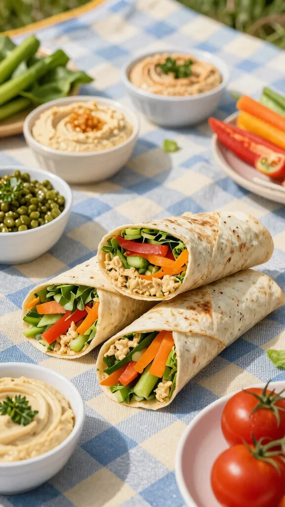 20 Easy Healthy Lunch Ideas Ready in Minutes - 2. Veggie Wraps with Hummus 1