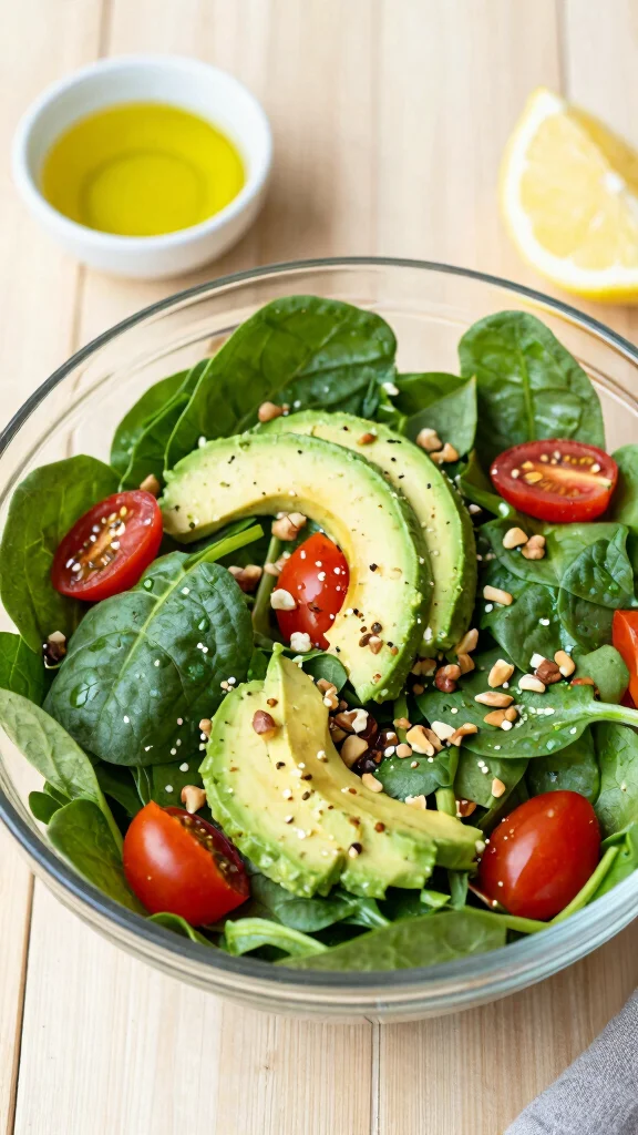 20 Easy Healthy Lunch Ideas Ready in Minutes - 4. Spinach and Avocado Salad 1