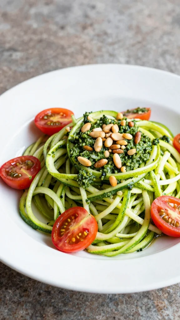 20 Easy Healthy Lunch Ideas Ready in Minutes - 8. Zucchini Noodles with Pesto 1