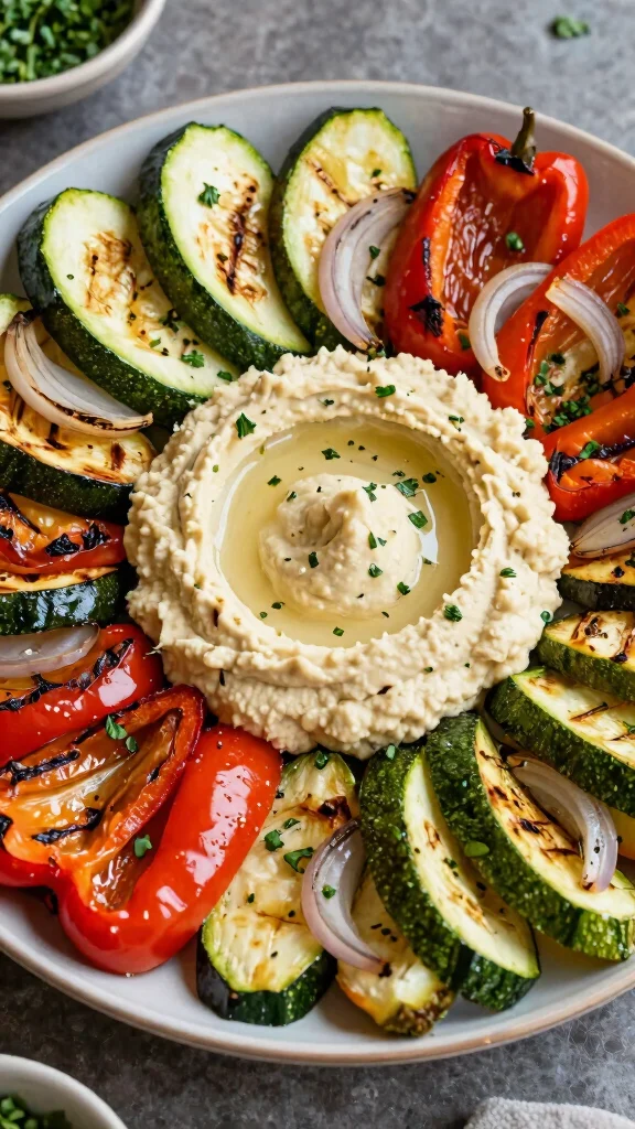 20 Easy and Healthy Lunch Ideas for Busy Days - 12. Roasted Vegetable and Hummus Platter 1
