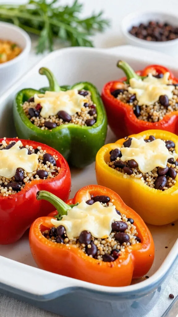 20 Easy and Healthy Lunch Ideas for Busy Days - 13. Black Bean and Quinoa Stuffed Peppers 1