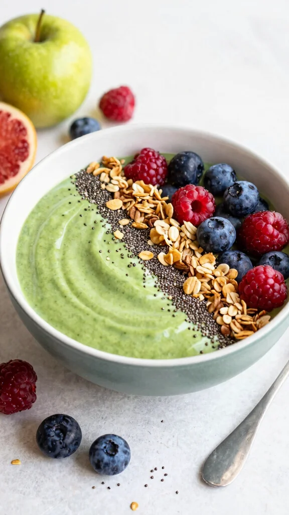 20 Easy and Healthy Lunch Ideas for Busy Days - 14. Green Smoothie Bowl 1