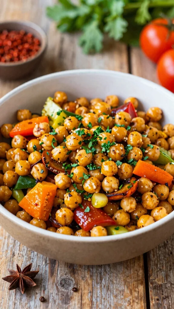20 Easy and Healthy Lunch Ideas for Busy Days - 15. Spicy Roasted Chickpeas and Veggies 1