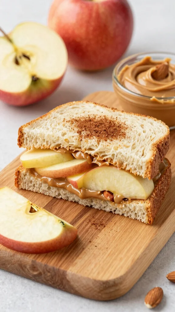 20 Easy and Healthy Lunch Ideas for Busy Days - 19. Apple and Almond Butter Sandwich 1