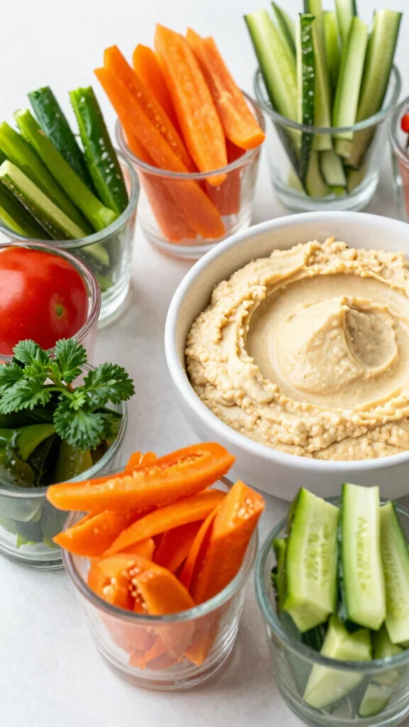 20 Easy and Healthy Lunch Ideas for Busy Days - 20. Raw Veggie and Hummus Cups 1