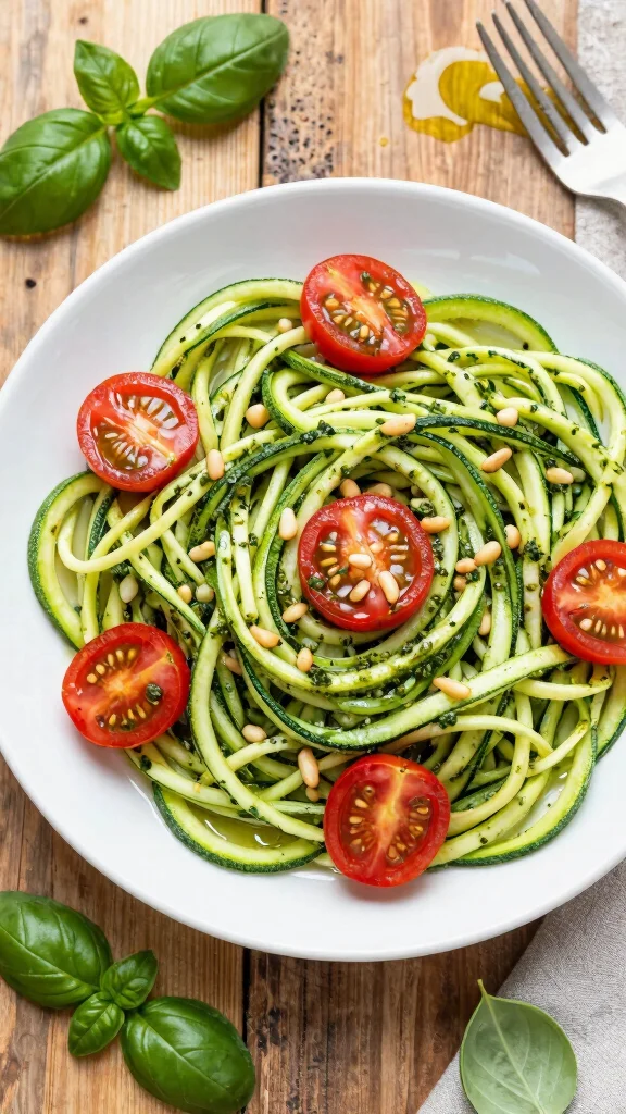 20 Easy and Healthy Lunch Ideas for Busy Days - 8. Zucchini Noodles with Pesto 1