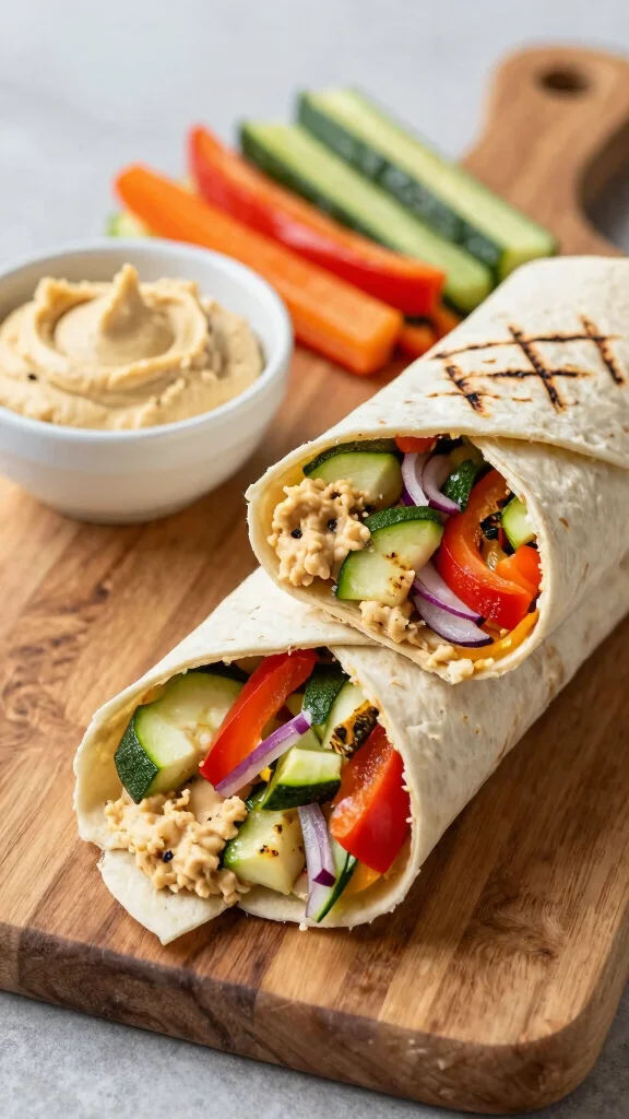 20 Healthy Dinner Recipes for Easy & Nutritious Meals - 10. Grilled Vegetable and Hummus Wraps 1