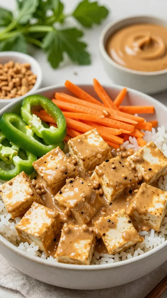 20 Healthy Dinner Recipes for Easy & Nutritious Meals - 15. Thai Peanut Tofu Bowl 1