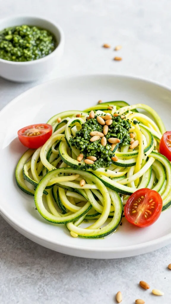 20 Healthy Dinner Recipes for Easy & Nutritious Meals - 5. Zucchini Noodles with Pesto 1