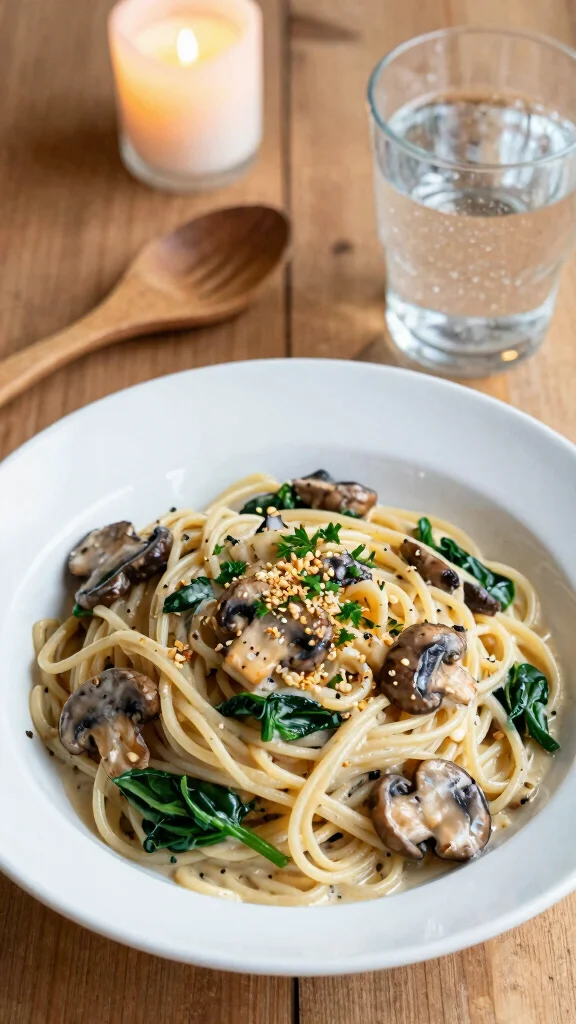 20 Healthy Family Dinner Recipes for All Ages - 2. Creamy Spinach and Mushroom Pasta 1