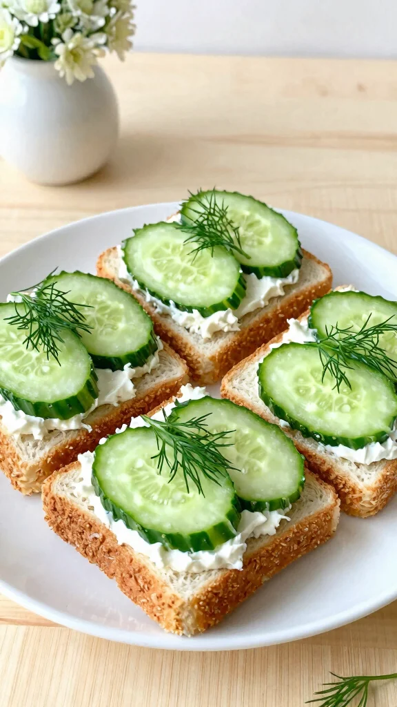 20 Healthy Lunch Ideas Easy & Quick to Make - 14. Cucumber and Cream Cheese Sandwiches 1
