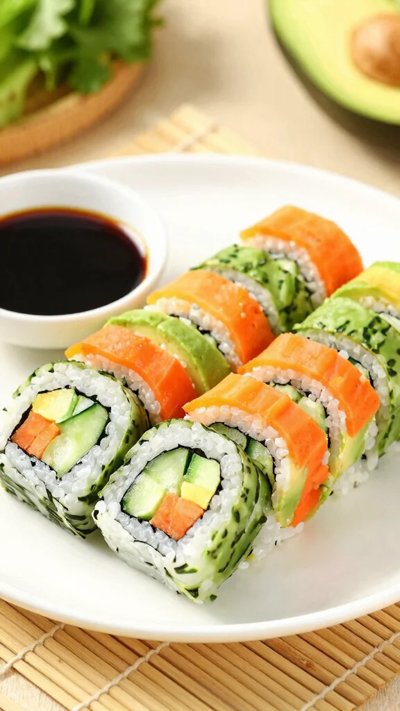 20 Healthy Lunch Ideas Easy & Quick to Make - 17. Veggie Sushi Rolls 1