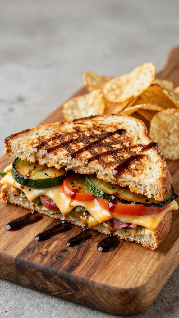 20 Healthy Lunch Ideas Easy & Quick to Make - 18. Grilled Vegetable Panini 1