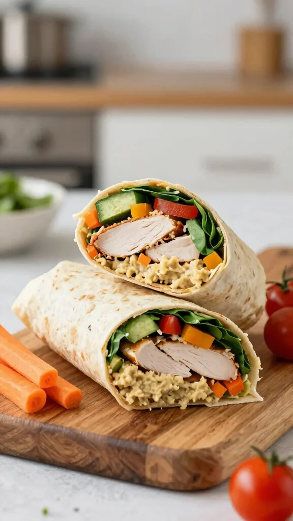 20 Healthy Lunch Ideas Easy & Quick to Make - 2. Turkey and Hummus Wrap 1
