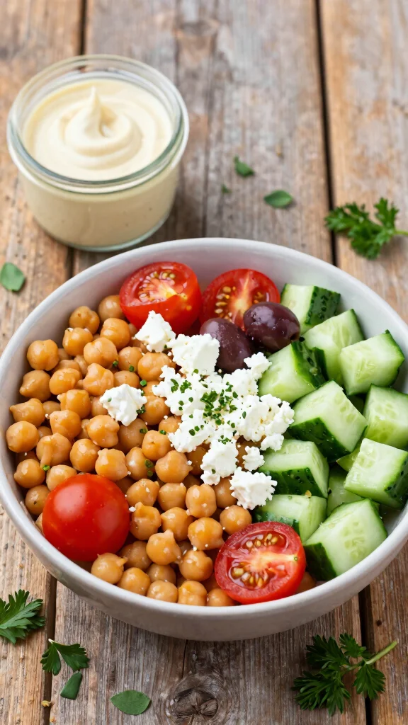 20 Healthy Lunch Ideas Easy & Quick to Make - 3. Mediterranean Chickpea Bowl 1