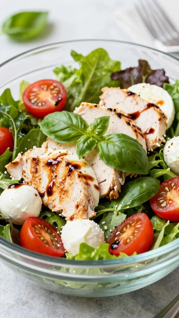 20 Healthy Lunch Ideas Easy & Quick to Make - 5. Caprese Salad with Grilled Chicken 1