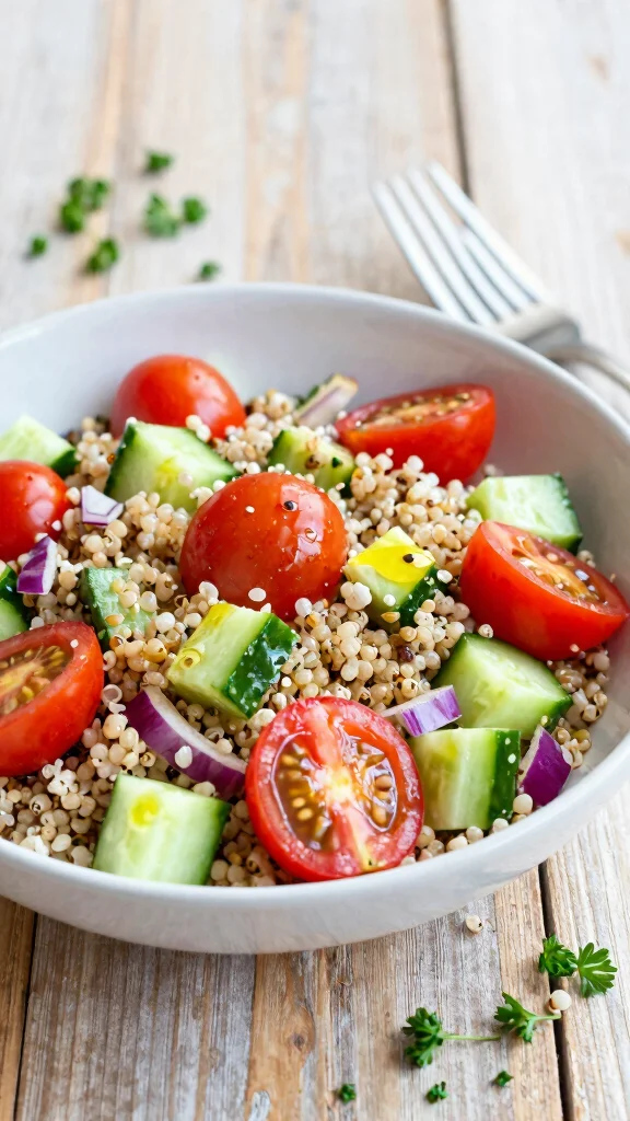 20 Healthy Lunch Ideas for Work: Easy & Meal Prep Friendly - 1. Quinoa Salad with Cherry Tomatoes and Cucumber 1