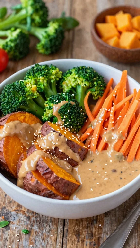 20 Healthy Lunch Ideas for Work: Easy & Meal Prep Friendly - 12. Thai Peanut Sweet Potato Buddha Bowl 1