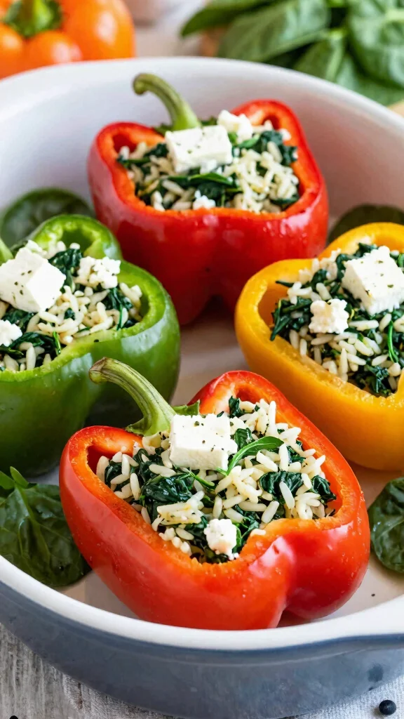 20 Healthy Lunch Ideas for Work: Easy & Meal Prep Friendly - 16. Spinach and Feta Stuffed Peppers 1