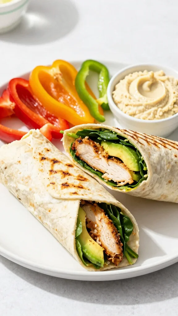20 Healthy Lunch Ideas for Work: Easy & Meal Prep Friendly - 2. Grilled Chicken Wraps with Avocado and Spinach 1